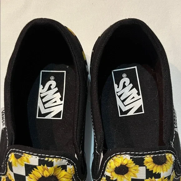 Vans Women’s Slip-On Sunflower Checkerboard - Black & Yellow - Picture 2 of 7